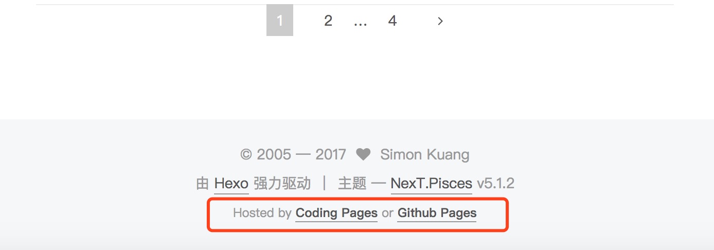 我选择的是文字版脚标。为了公平，我把 github pages 的大名也加上了。